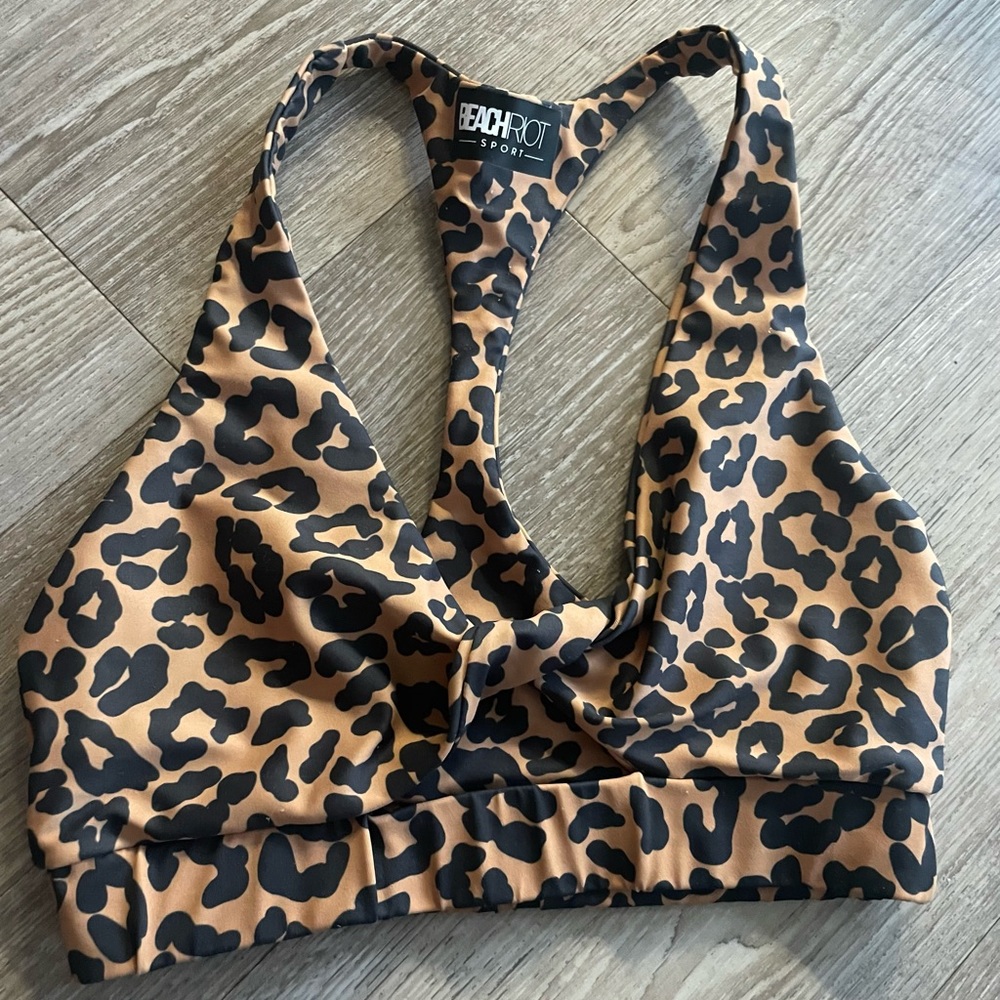 Beach Riot Twist Top Revolve Bra | Size: M | Color: Leopard Print